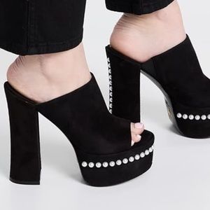 New Stuart Weitzman SkyHi suede platform sandals